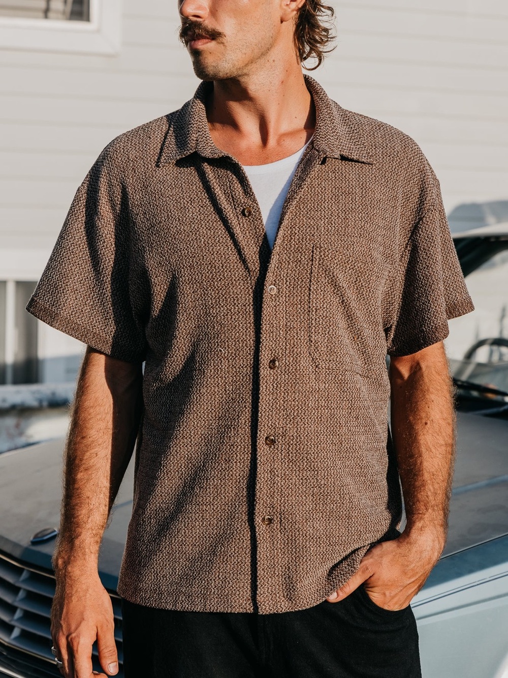 Men’s Textured Brown Shirt